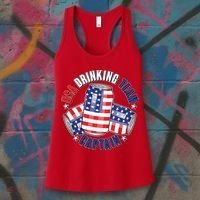 Funny USA Drinking Team Captain American Beer Cans Women's Tank Top thumb 3