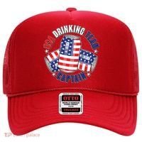 Funny USA Drinking Team Captain American Beer Cans Hat thumb 0