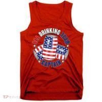 Funny USA Drinking Team Captain American Beer Cans Tank Top thumb 0