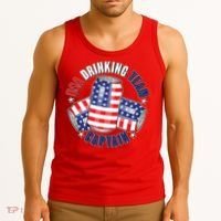Funny USA Drinking Team Captain American Beer Cans Tank Top thumb 3