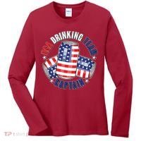 Funny USA Drinking Team Captain American Beer Cans Women's Long Sleeve Shirt thumb 0