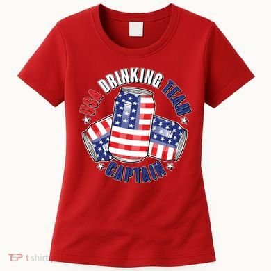Funny USA Drinking Team Captain American Beer Cans Women's T-Shirt