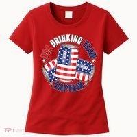 Funny USA Drinking Team Captain American Beer Cans Women's T-Shirt thumb 0