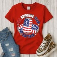 Funny USA Drinking Team Captain American Beer Cans Women's T-Shirt thumb 3
