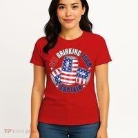 Funny USA Drinking Team Captain American Beer Cans Women's T-Shirt thumb 4