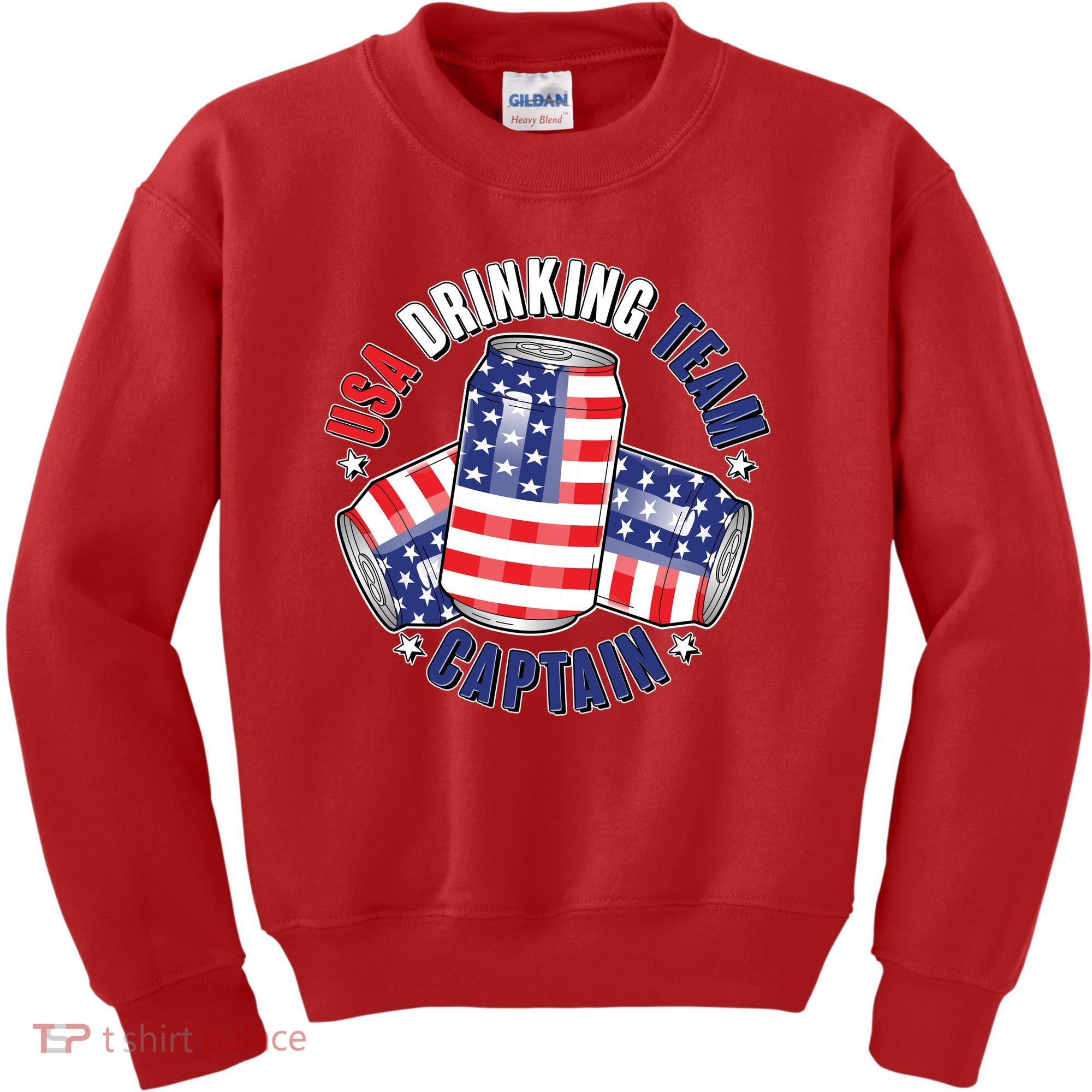 Funny USA Drinking Team Captain American Beer Cans Kids Sweatshirt