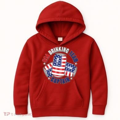 Funny USA Drinking Team Captain American Beer Cans Kids Hoodie