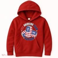 Funny USA Drinking Team Captain American Beer Cans Kids Hoodie thumb 0