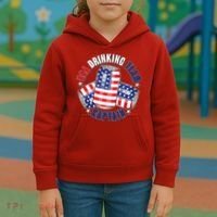 Funny USA Drinking Team Captain American Beer Cans Kids Hoodie thumb 3