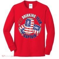 Funny USA Drinking Team Captain American Beer Cans Kids Long Sleeve Shirt thumb 0