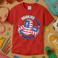 Funny USA Drinking Team Captain American Beer Cans Kids T-Shirt thumb 3