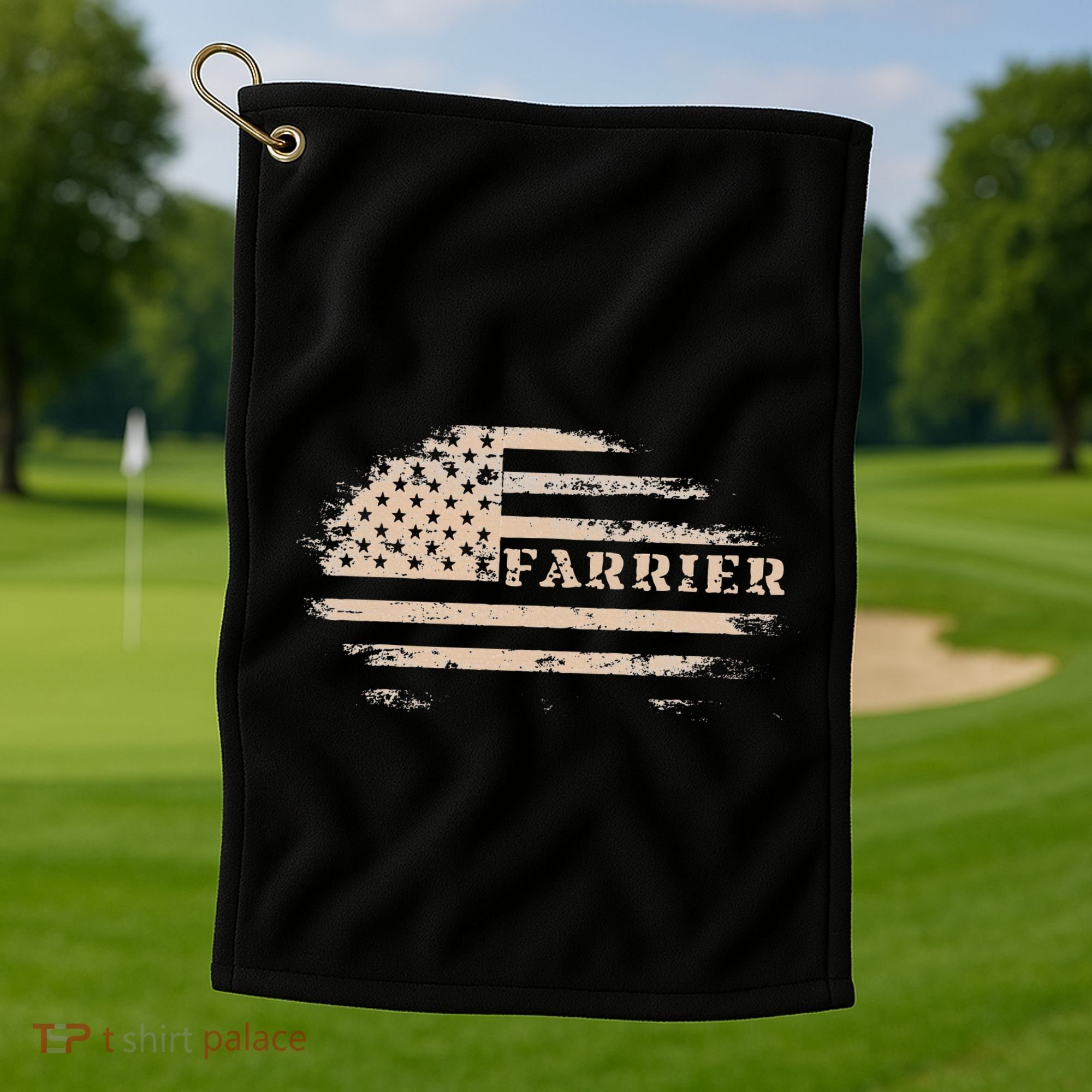 Farrier Usa Flag Patriotic American Farrier Golf Towel