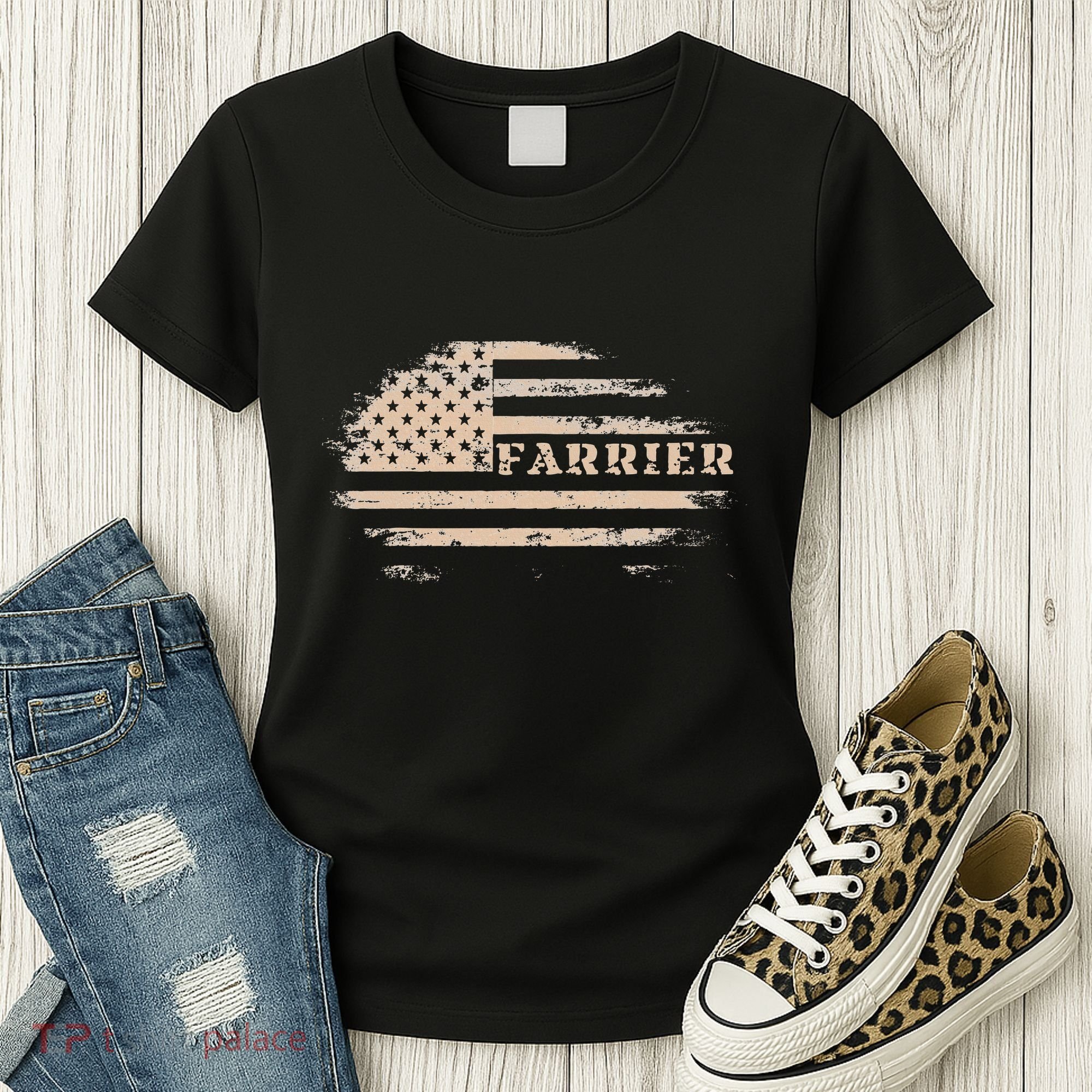 Farrier Usa Flag Patriotic American Farrier Women's T-Shirt