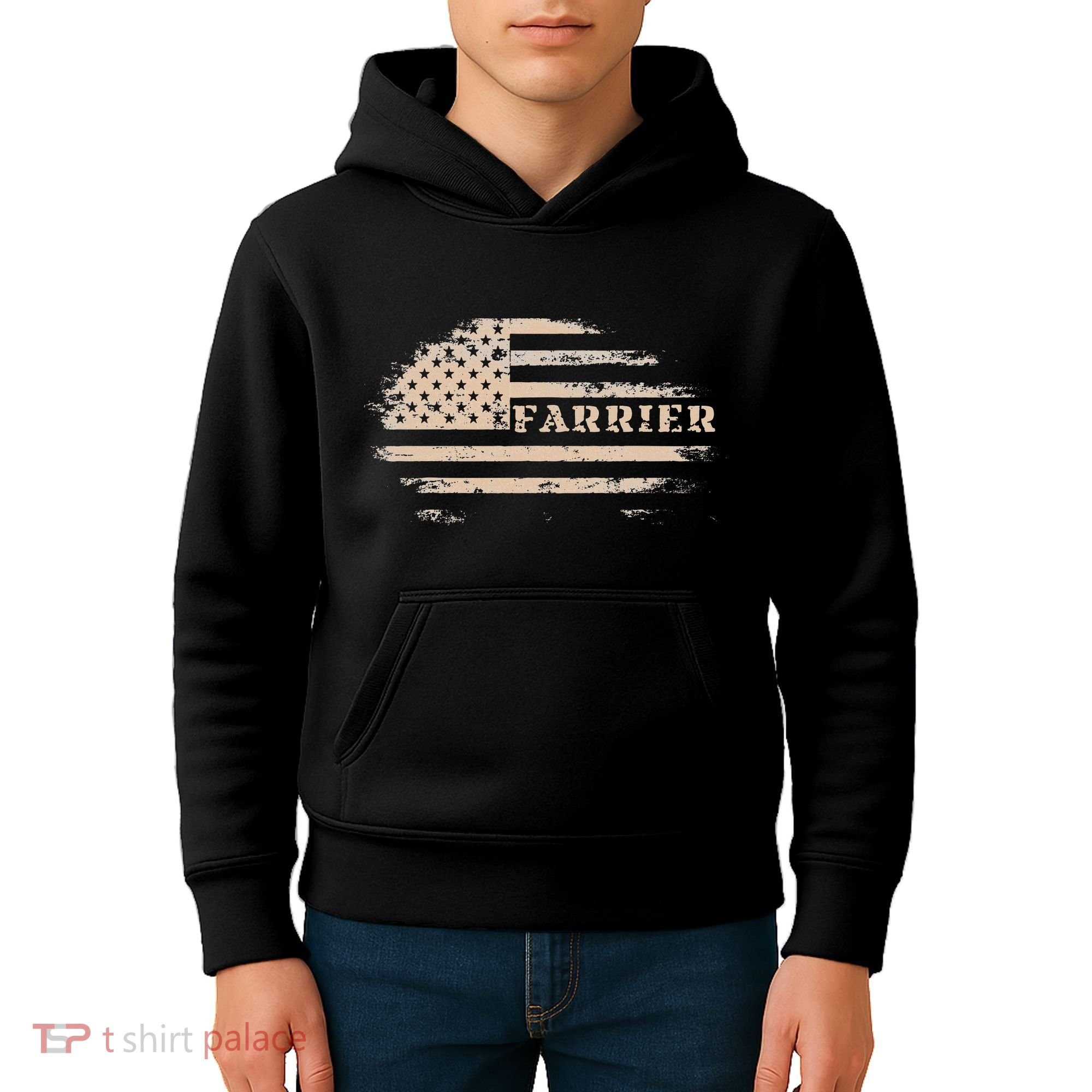 Farrier Usa Flag Patriotic American Farrier Kids Hoodie