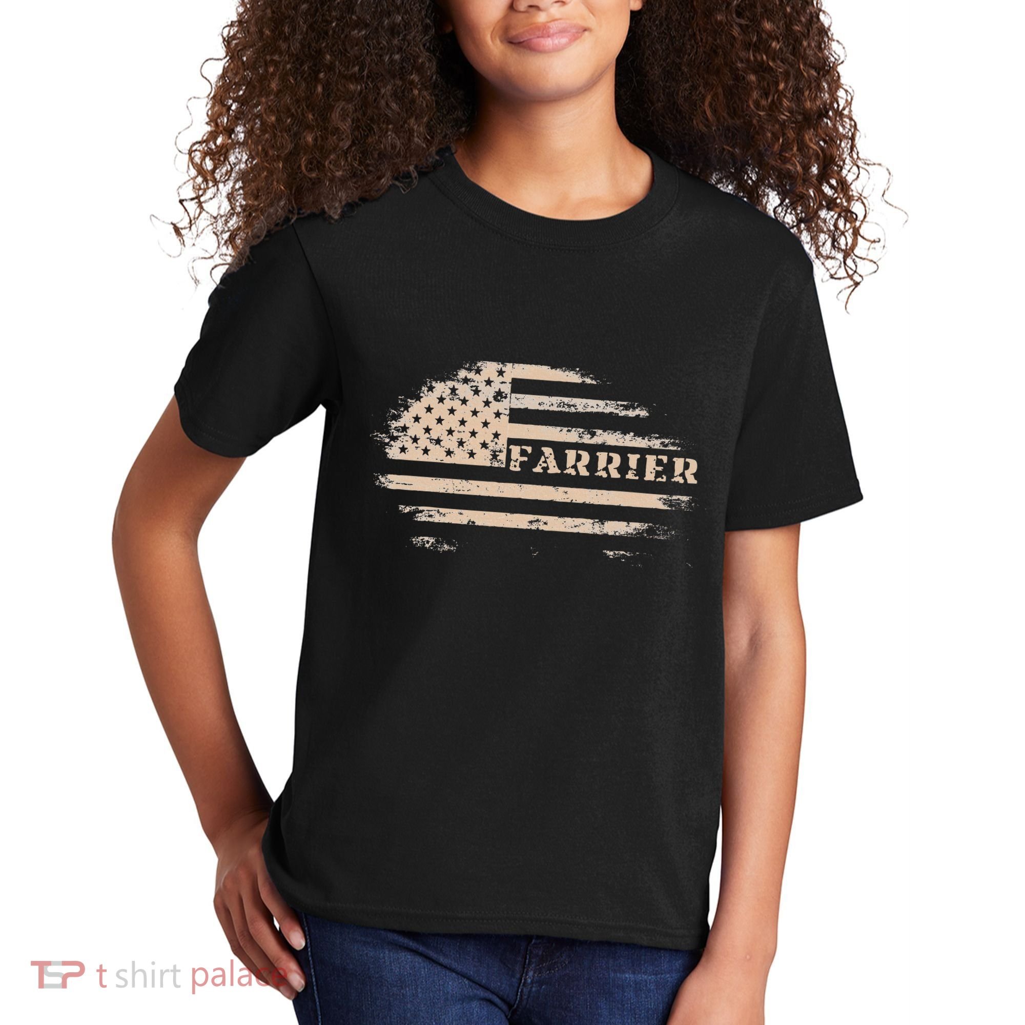 Farrier Usa Flag Patriotic American Farrier Kids T-Shirt