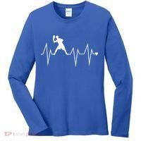 Funny Ultimate Frisbee Player Heartbeat Heart Pulse Rate Ekg Gift Women's Long Sleeve Shirt thumb 0