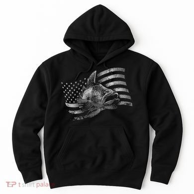 Fishing USA Flag Walleye Hoodie