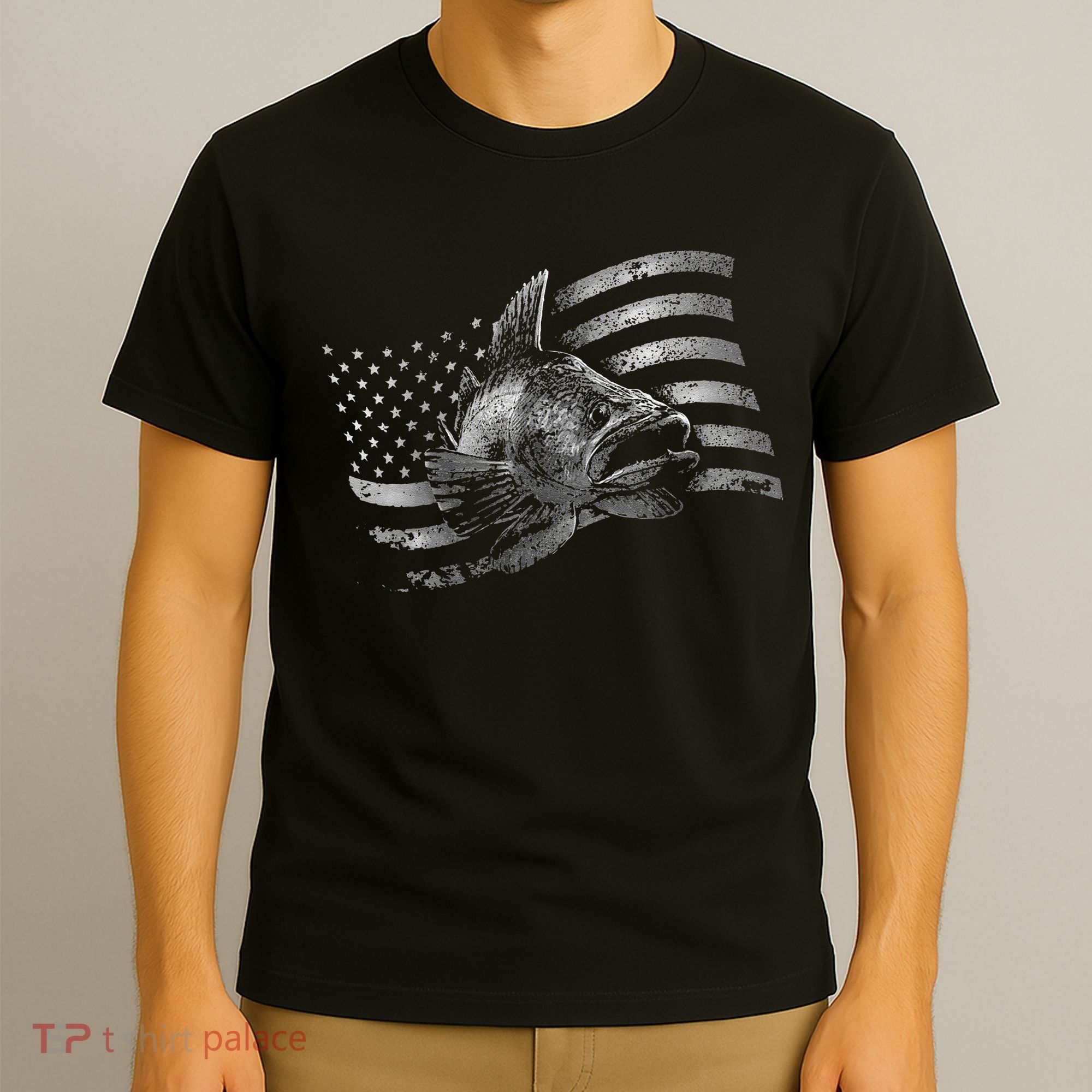 Fishing USA Flag Walleye T-Shirt