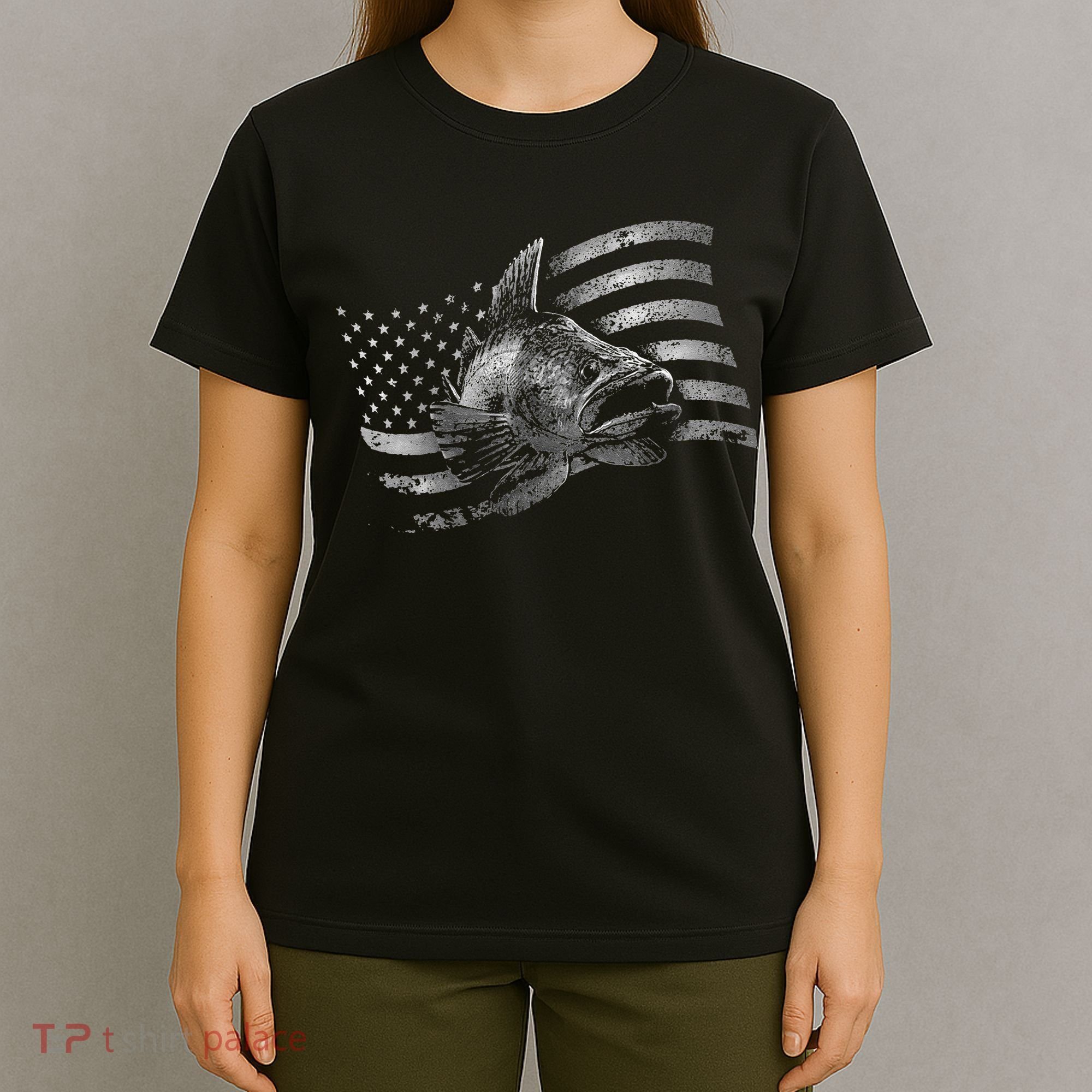 Fishing USA Flag Walleye T-Shirt