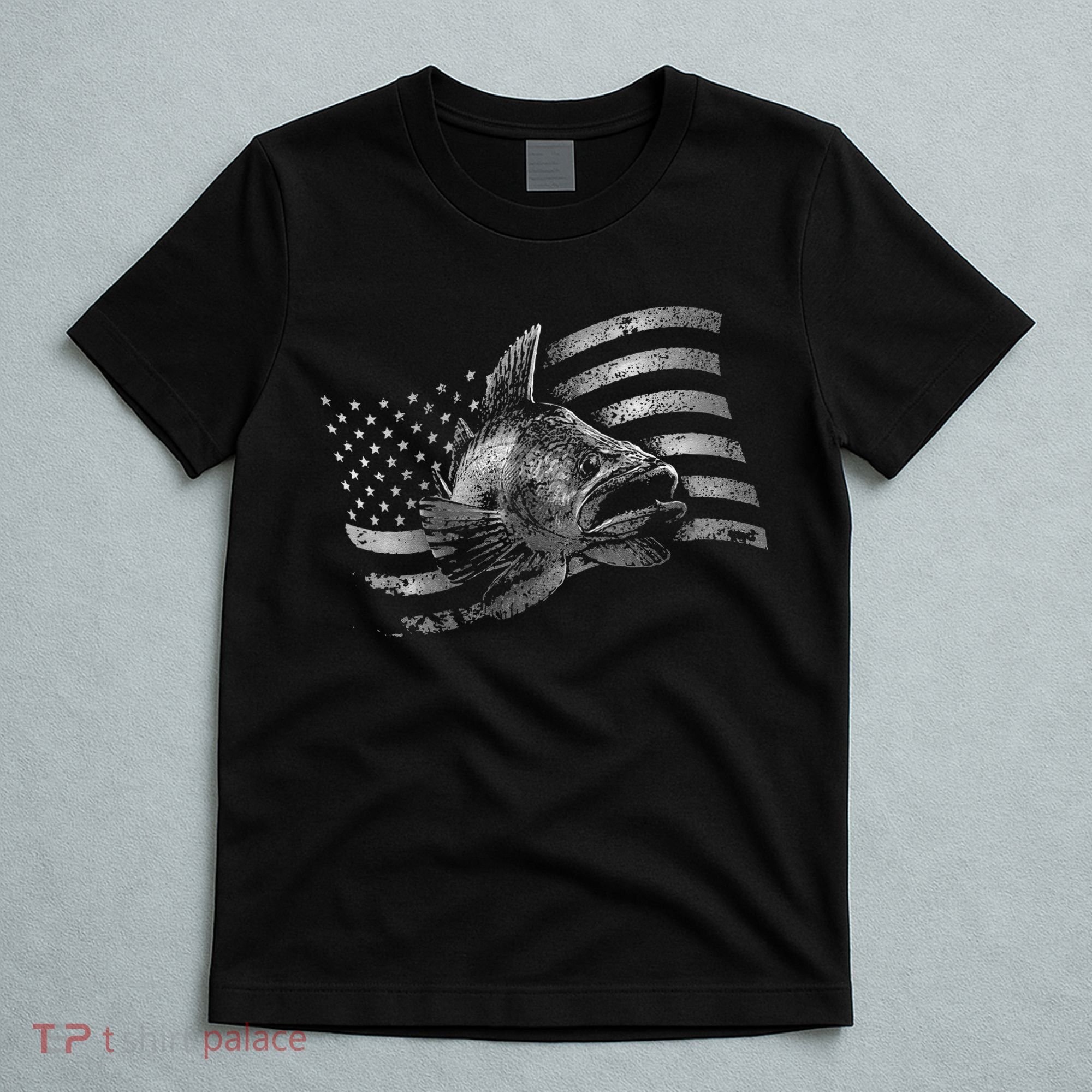 Fishing USA Flag Walleye T-Shirt