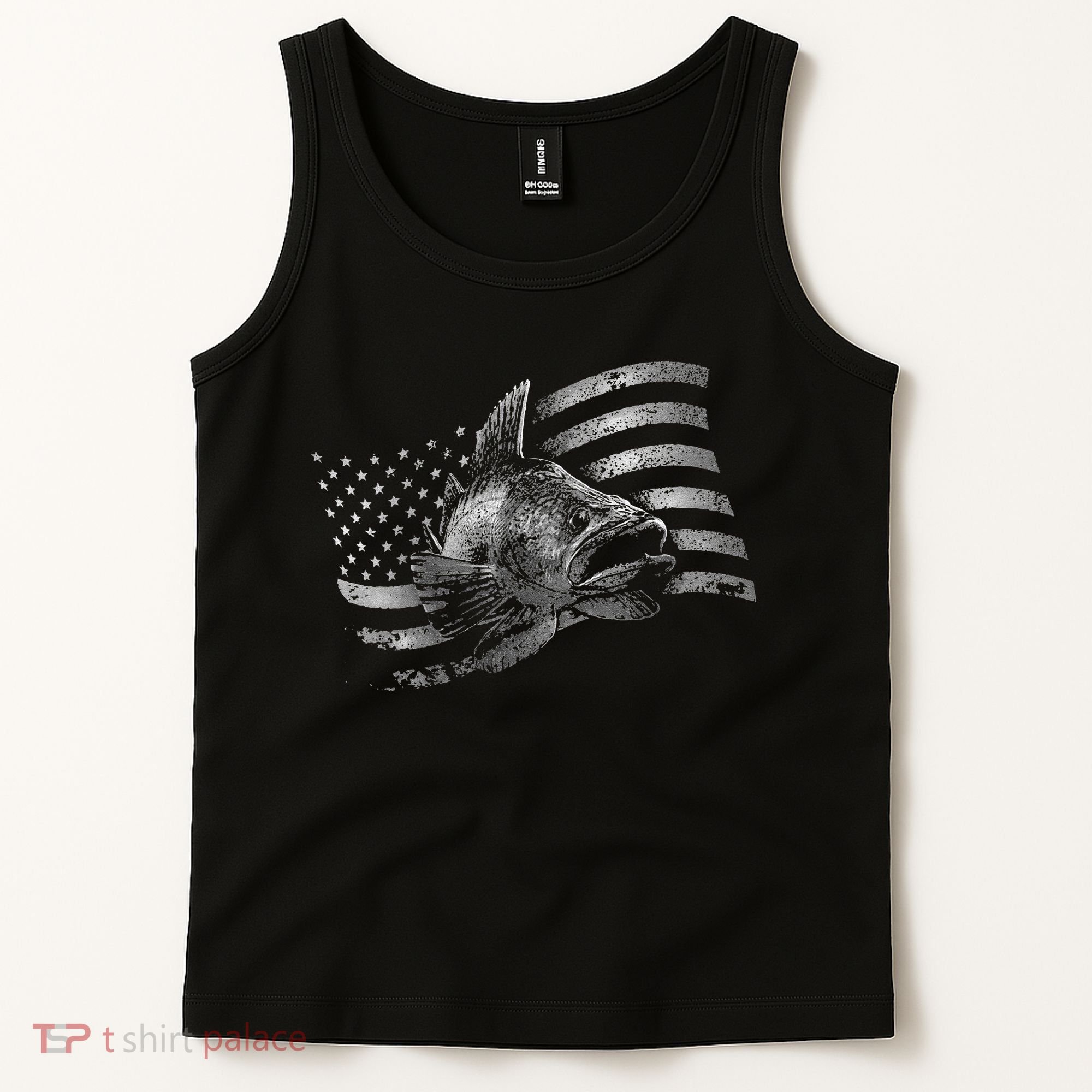 Fishing USA Flag Walleye Tank Top