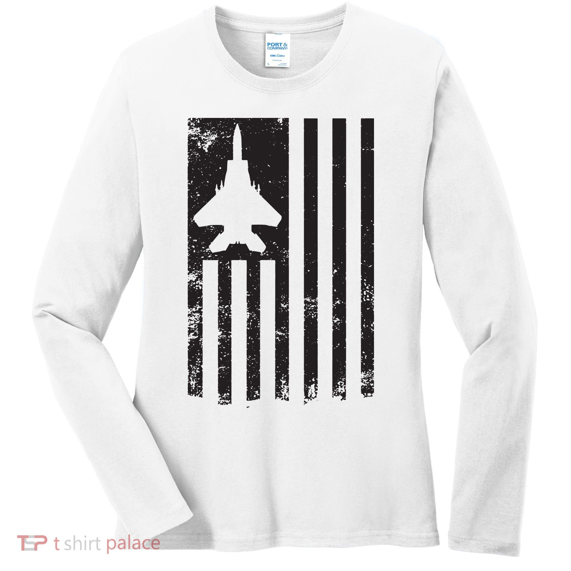 F15 USA FLAG Eagle Fighter Jet For Usaf Pilot Or Crew Women's Long Sleeve Shirt