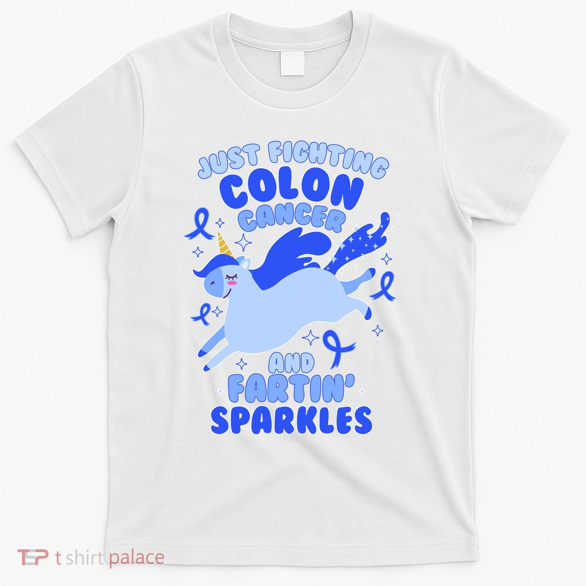 Funny Unicorn Fighting Colon Cancer And Farting Sparkles T-Shirt