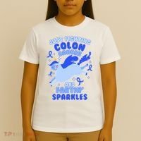 Funny Unicorn Fighting Colon Cancer And Farting Sparkles T-Shirt thumb 4