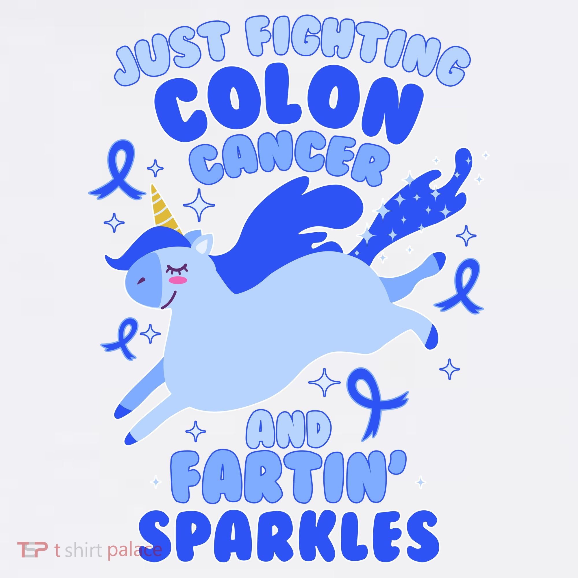 Funny Unicorn Fighting Colon Cancer And Farting Sparkles T-Shirt