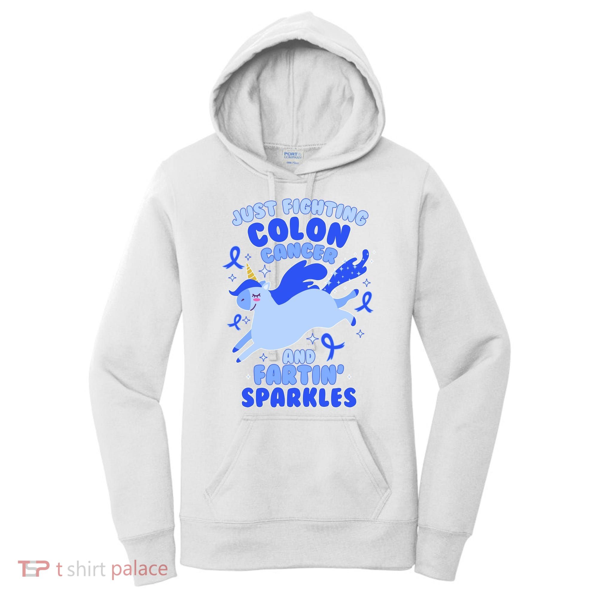 Funny Unicorn Fighting Colon Cancer And Farting Sparkles Women's Hoodie