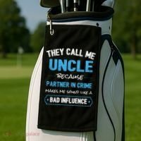 Funny Uncle Gifgift Uncle Partner In Crime Gift Cool Gift Golf Towel thumb 2