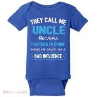 Funny Uncle Gifgift Uncle Partner In Crime Gift Cool Gift Baby Bodysuit thumb 0