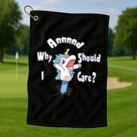 Funny Unicorn Gift And Why Should I Care? Golf Towel thumb 1
