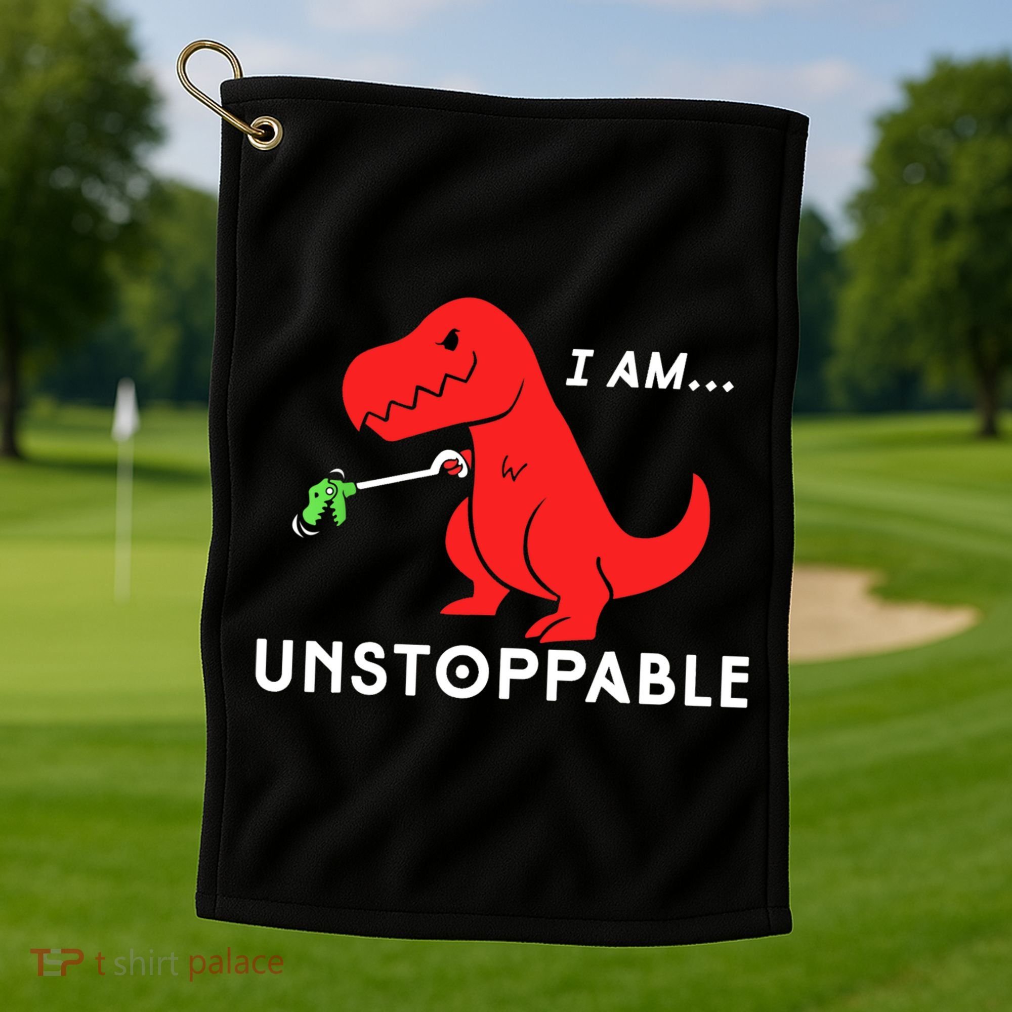 Funny Unstoppable Gift Funny TRex Dinosaur Gift Golf Towel
