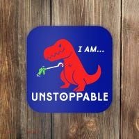 Funny Unstoppable Gift Funny TRex Dinosaur Gift Coaster thumb 0