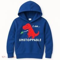 Funny Unstoppable Gift Funny TRex Dinosaur Gift Kids Hoodie thumb 0