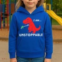Funny Unstoppable Gift Funny TRex Dinosaur Gift Kids Hoodie thumb 3