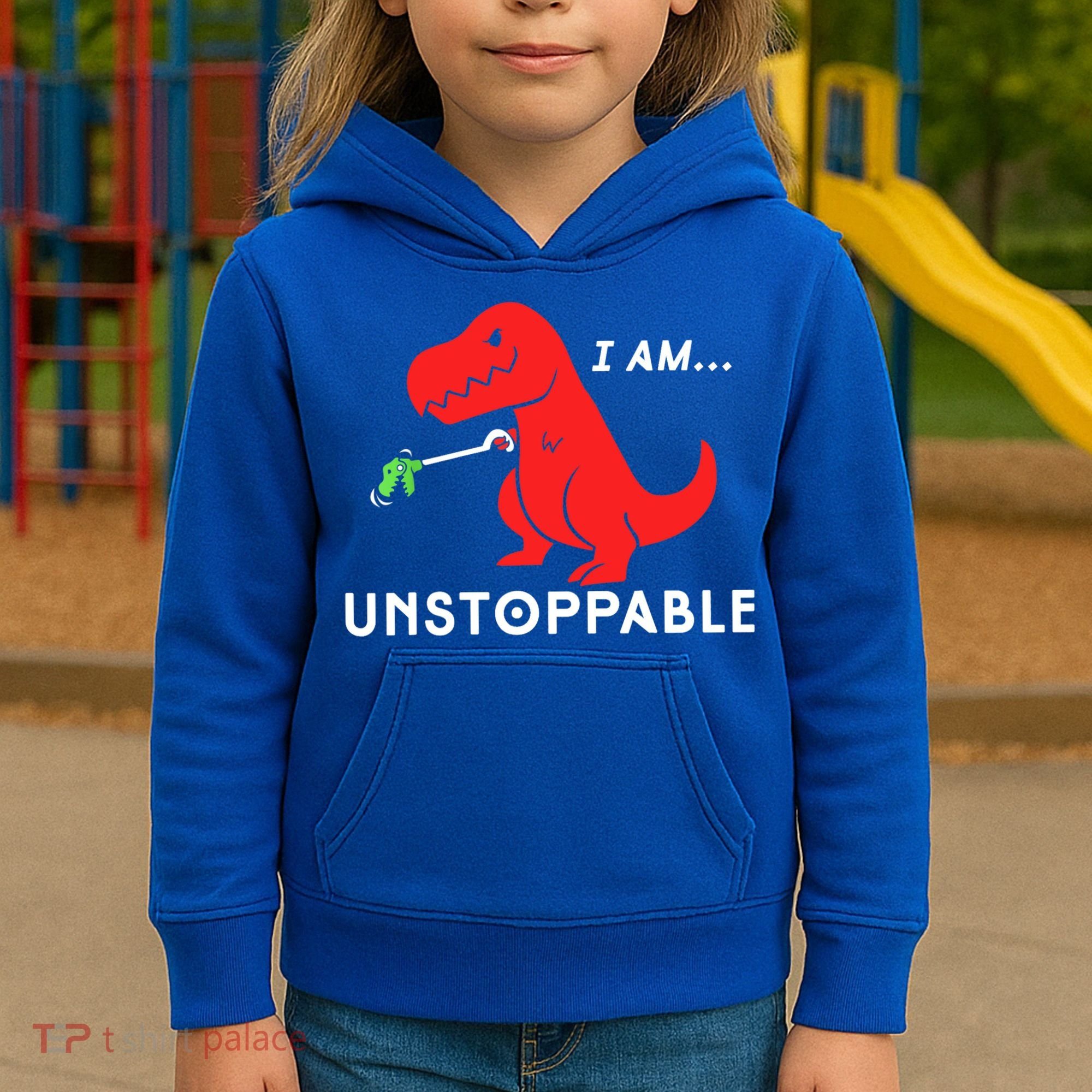 Funny Unstoppable Gift Funny TRex Dinosaur Gift Kids Hoodie