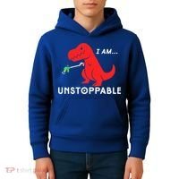 Funny Unstoppable Gift Funny TRex Dinosaur Gift Kids Hoodie thumb 4