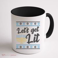 Funny Ugly Hanukkah Lets Get Lit Menorah Coffee Mug thumb 1