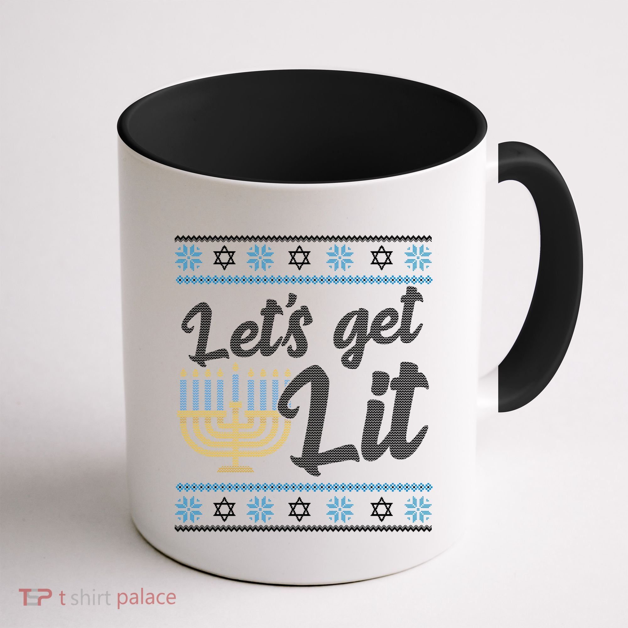 Funny Ugly Hanukkah Lets Get Lit Menorah Coffee Mug