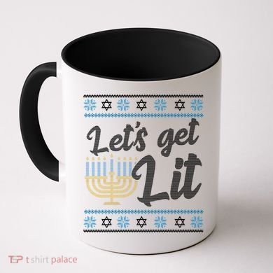 Funny Ugly Hanukkah Lets Get Lit Menorah Coffee Mug