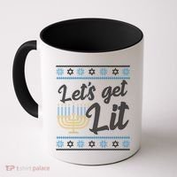 Funny Ugly Hanukkah Lets Get Lit Menorah Coffee Mug thumb 0