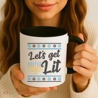 Funny Ugly Hanukkah Lets Get Lit Menorah Coffee Mug thumb 3