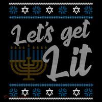 Funny Ugly Hanukkah Lets Get Lit Menorah Ornament thumb 1