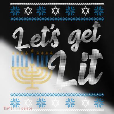 Funny Ugly Hanukkah Lets Get Lit Menorah Toddler Fine Jersey T-Shirt