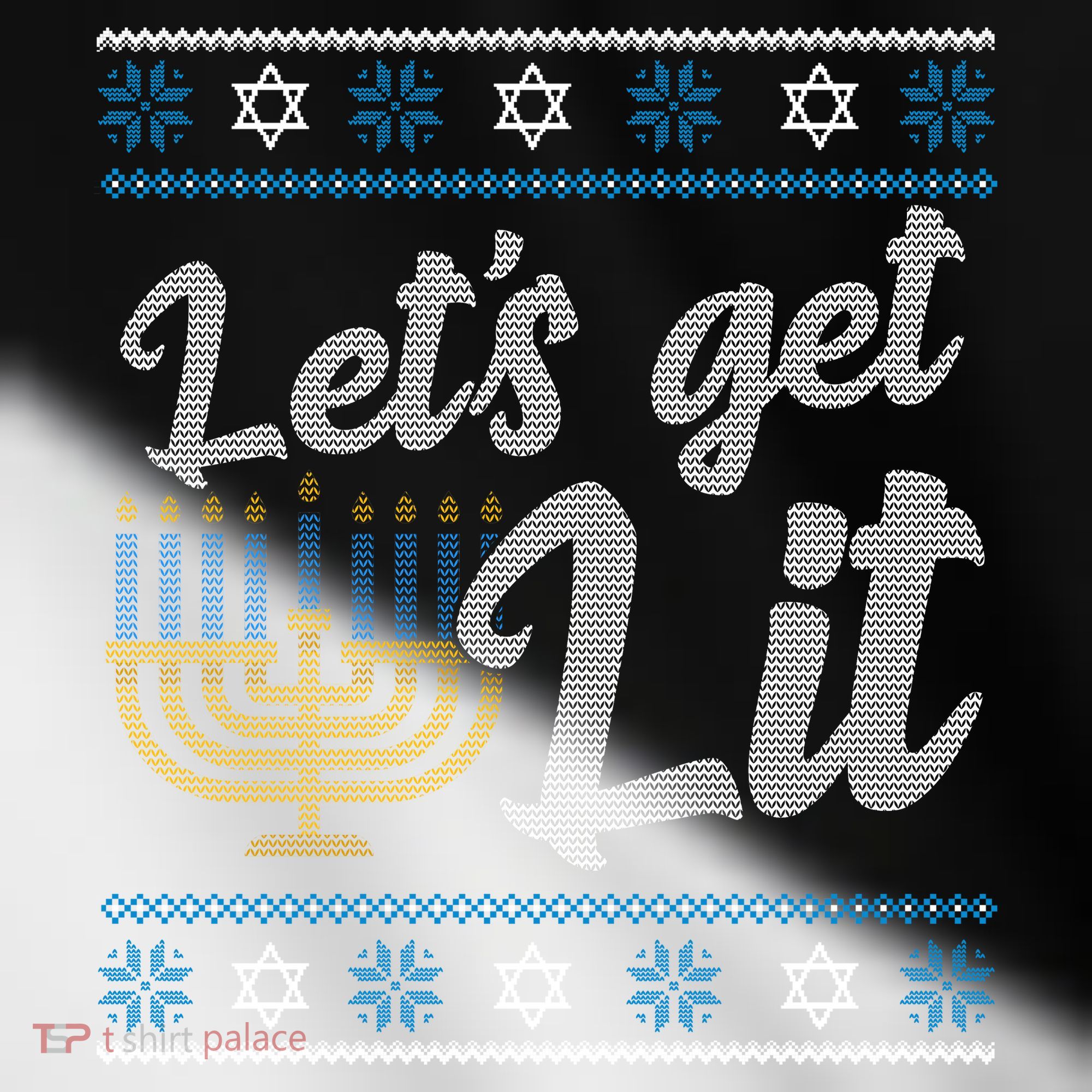 Funny Ugly Hanukkah Lets Get Lit Menorah Toddler Fine Jersey T-Shirt