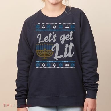 Funny Ugly Hanukkah Lets Get Lit Menorah Women's Sweatshirt