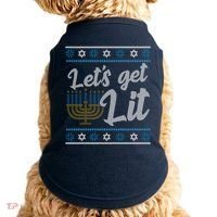 Funny Ugly Hanukkah Lets Get Lit Menorah Doggie Tank thumb 0