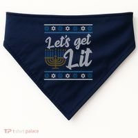 Funny Ugly Hanukkah Lets Get Lit Menorah USA-Made Doggie Bandana thumb 0